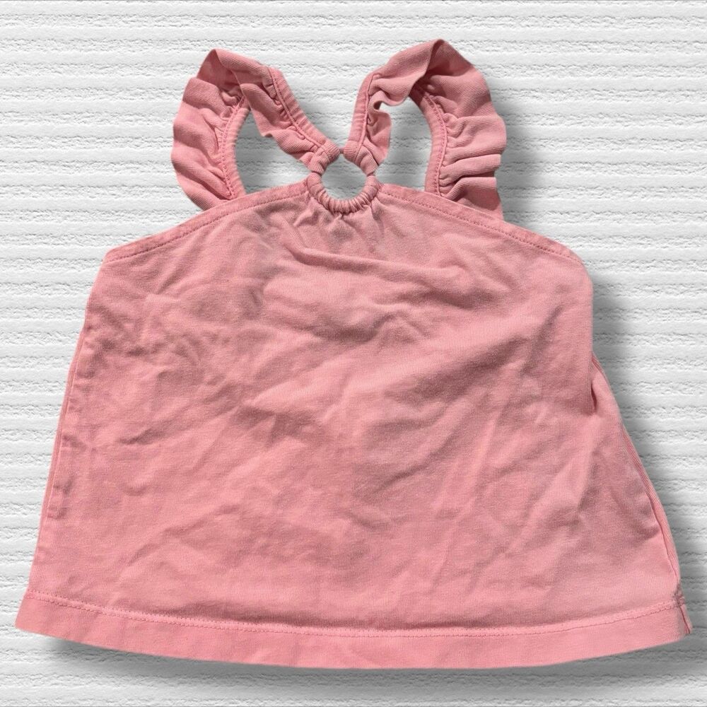 Janie and Jack Baby Girl Pink Ruffle Strap Tank Top 18-24M Cotton